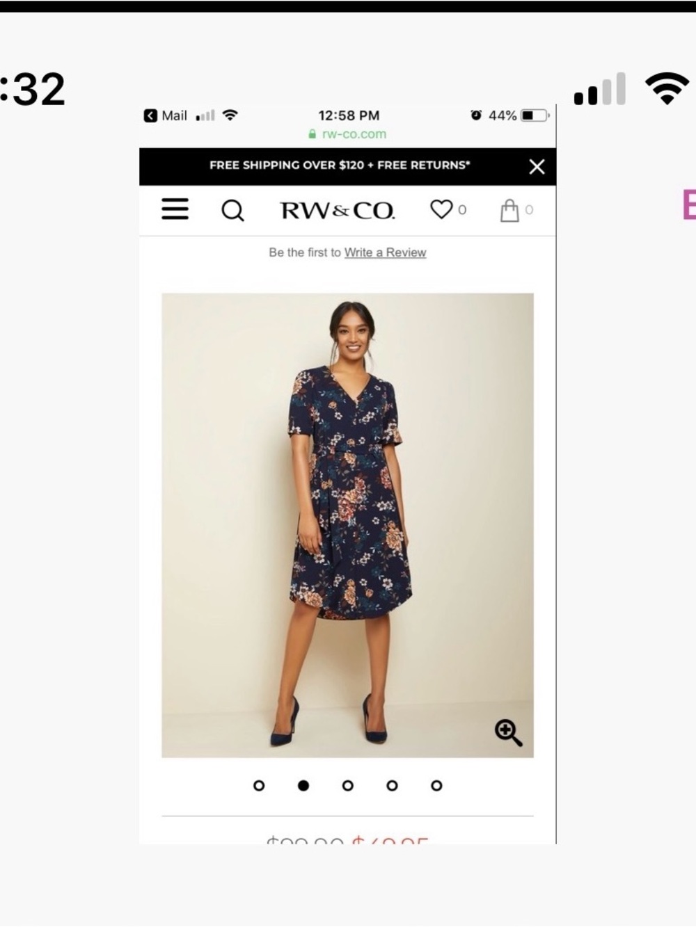 RW & Co Navy Floral Large Dress